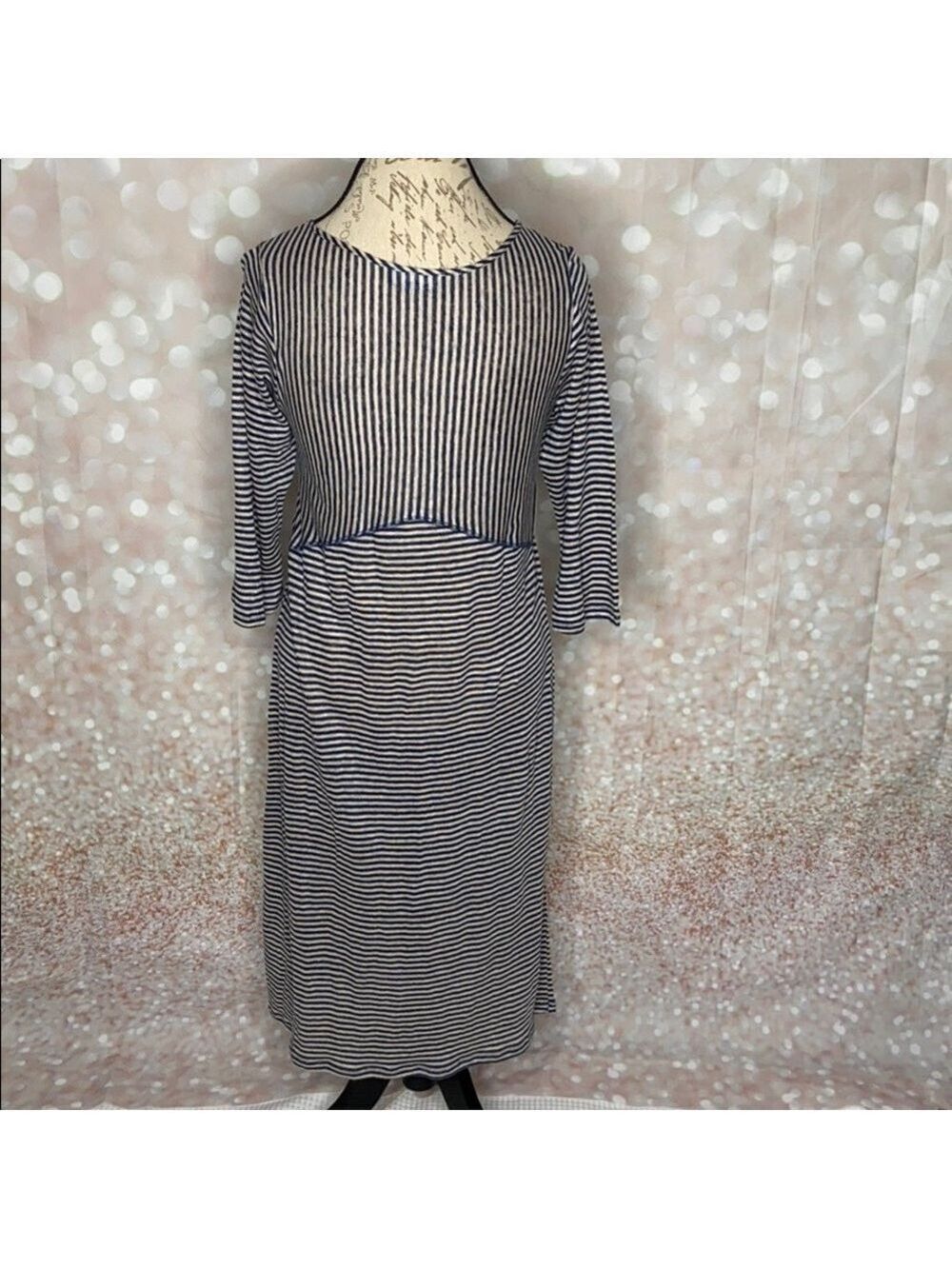 ANTHROPOLOGIE - lil linen blue striped dress - Picture 8 of 8